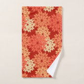 Moderne florale Kimono Print, Mandarin Orange Badhandtuch Set (Handtuch)