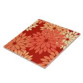 Moderne florale Kimono Print, Mandarin Orange Fliese (Seite)