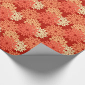 Moderne florale Kimono Print, Mandarin Orange Geschenkpapier (Ecke)