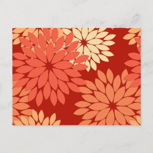 Moderne florale Kimono Print, Mandarin Orange Postkarte
