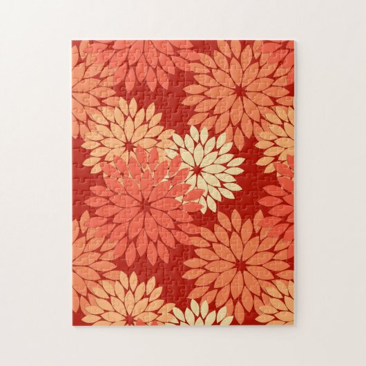 Moderne florale Kimono Print, Mandarin Orange Puzzle (Vertikal)