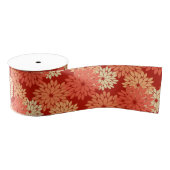 Moderne florale Kimono Print, Mandarin Orange Ripsband (Spule)