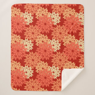 Moderne florale Kimono Print, Mandarin Orange Sherpadecke
