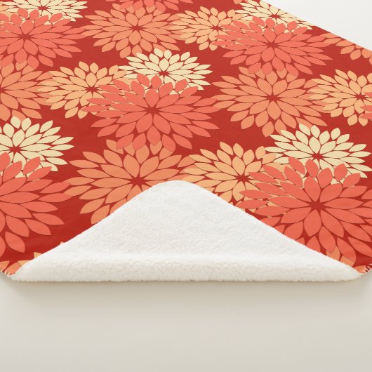 Moderne florale Kimono Print, Mandarin Orange Sherpadecke (3/4)