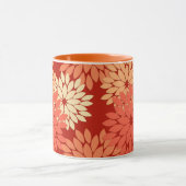 Moderne florale Kimono Print, Mandarin Orange Tasse (Zentrum)