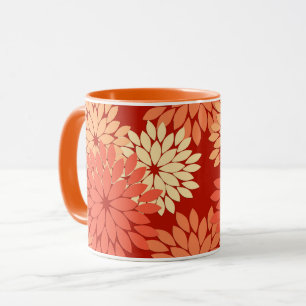 Moderne florale Kimono Print, Mandarin Orange Tasse