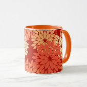 Moderne florale Kimono Print, Mandarin Orange Tasse (VorderseiteRechts)