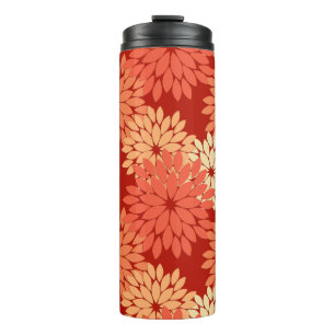 Moderne florale Kimono Print, Mandarin Orange Thermosbecher