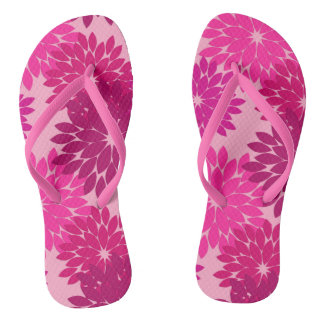 Moderne florale Kimono Print, Rosa, Fuchsia und We Badesandalen