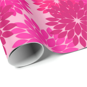 Moderne florale Kimono Print, Rosa, Fuchsia und We Geschenkpapier