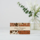 Moderne florale Kimono Print, Schokolade Brown & T Visitenkarte (Stehend Vorderseite)