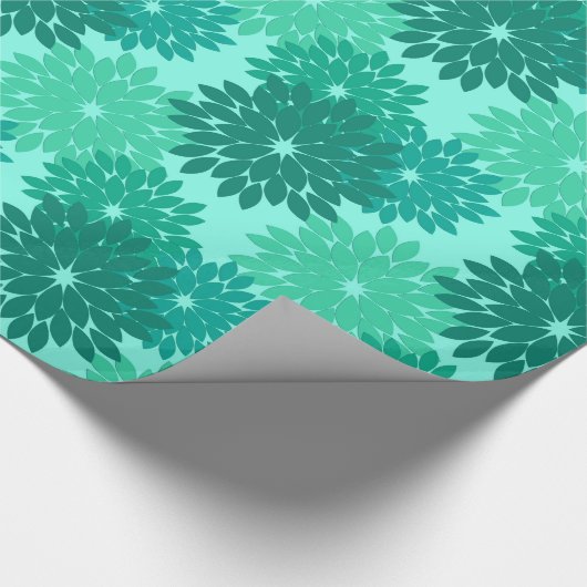 Moderne florale Kimono Print, Türkis, Aquamarin & Geschenkpapier (Ecke)