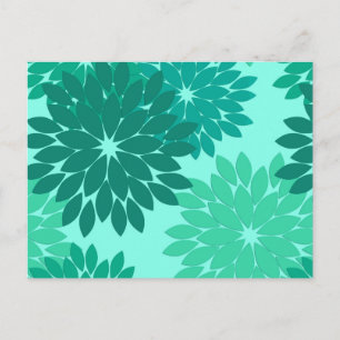 Moderne florale Kimono Print, Türkis, Aquamarin &  Postkarte