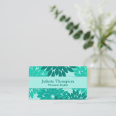 Moderne florale Kimono Print, Türkis, Aquamarin &  Visitenkarte (Stehend Vorderseite)