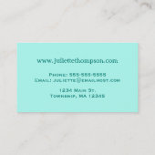 Moderne florale Kimono Print, Türkis, Aquamarin &  Visitenkarte (Rückseite)