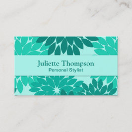 Moderne florale Kimono Print, Türkis, Aquamarin &  Visitenkarte
