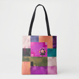 Moderne Florale Kunst-Tasche mit Farbblöcken Tasche