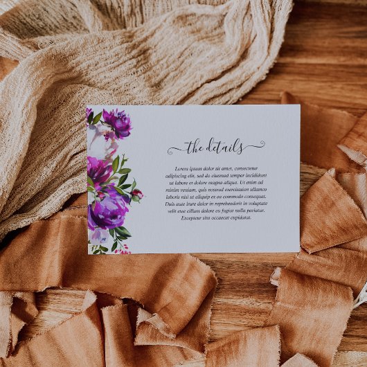 Moderne, florale Lebensfreude, muffige Lila Hochze Begleitkarte