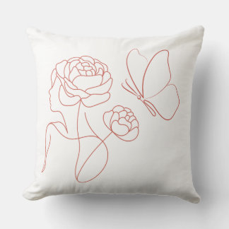 Moderne Florale Line-Art-Kissen Kissen