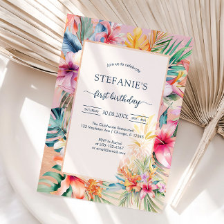 Moderne Florale Mädchen-Geburtstagseinladung Einladung
