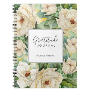 Moderne florale Magnolia Dankbarkeit Journal Name Notizblock