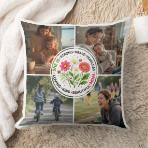 Moderne Florale Mehrfach-Foto-Personalisierte Mutt Kissen