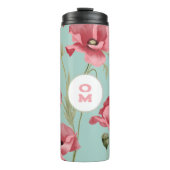 Moderne florale Monogram Pink Türkis Poppe Thermosbecher (Vorderseite)