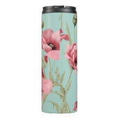 Moderne florale Monogram Pink Türkis Poppe Thermosbecher (Rückseite)
