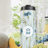 Moderne florale Monogram Soft Blue Cornflores Thermosbecher