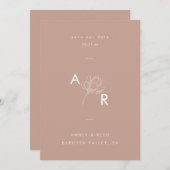 Moderne florale Monogramm Elegant Simple Dusty Pin Save The Date (Vorne/Hinten)