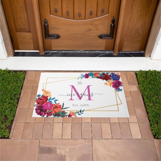 Moderne florale Monogramm Fußmatte (Außenbereich)