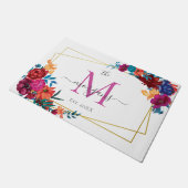 Moderne florale Monogramm Fußmatte (Schrägansicht)