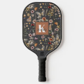 Moderne Florale Monogramm-Name Pickleball Schläger (Vorderseite)