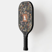 Moderne Florale Monogramm-Name Pickleball Schläger (Links)