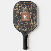 Moderne Florale Monogramm-Name Pickleball Schläger (Rückseite)