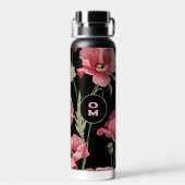 Moderne florale Monogramm Rosa Große Mohn Trinkflasche (Rückseite)