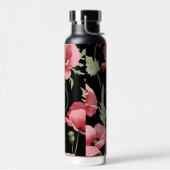 Moderne florale Monogramm Rosa Große Mohn Trinkflasche (Links)