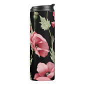 Moderne florale Monogramm rosa Poppe Thermosbecher (Nach links gedreht)