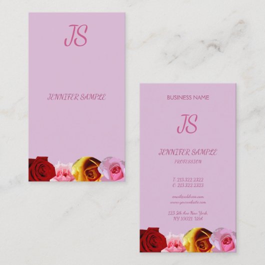 Moderne florale Monogramm-Rose Vorlage Chic Visitenkarte (Vorne/Hinten)