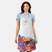 Moderne florale Monogramm Schürze (Getragen)