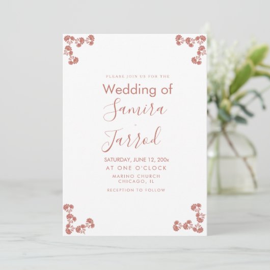 Moderne florale Motif Nuetral Hochzeit Postkarte (Stehend Vorderseite)