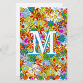 Moderne florale Muster Bright Colors Briefpapier (Vorne/Hinten)