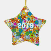 Moderne florale Muster Bright Colors Keramik Ornament (Hinten)