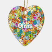 Moderne florale Muster Bright Colors Keramik Ornament (Links)