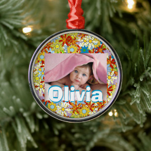 Moderne florale Muster Bright Colors Silbernes Ornament