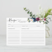 Moderne florale Navy Blue Burgundy Red Recicard (Stehend Vorderseite)