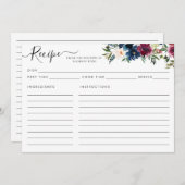 Moderne florale Navy Blue Burgundy Red Recicard (Vorne/Hinten)