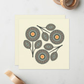 Moderne florale Note Card Mitte des Jahrhunderts Mitteilungskarte (Vorderseite/Rückseite Beispiel)