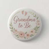 Moderne florale Oma-wird-button in Pastell Button (Vorderseite)