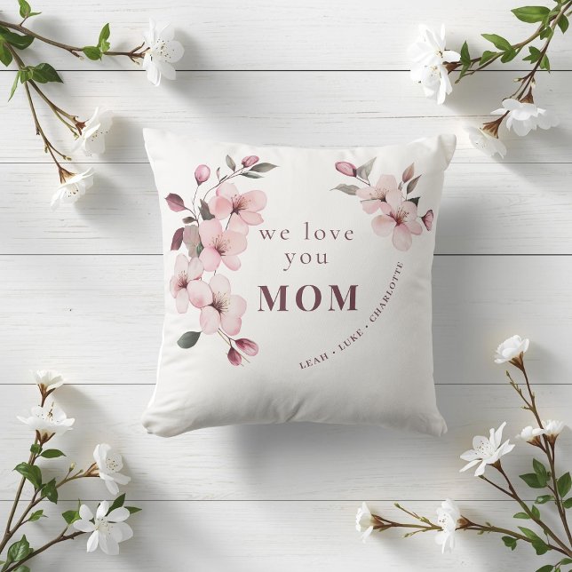 Moderne Florale Personalisierte Muttertagsgeschenk Kissen (Von Creator hochgeladen)